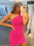 Vestidos cortos/mini sin mangas con un solo hombro y corte tubo/columna