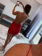 Vestidos cortos/mini sin mangas con escote en V y encaje de tubo/columna