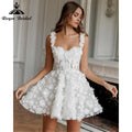 Vestido de novia bohemio corto con escote corazón y tirantes finos, de encaje, estilo sexy, 2025