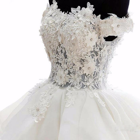 Pretty Off Shoulder Pink Organza Short Homecoming Dresses