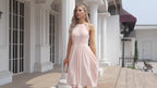 Women's Halter Neck Chiffon Fluffy Bridesmaid Evening Dress Wedding Party Beach Evening Dress 28104