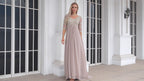 NumberSea Women Chiffon V Neck Long Half Sleeves  Mother of Bride Dress Wedding Wedding Party  28108