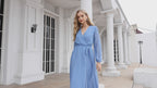 Women's Chiffon Bridesmaid Dress A line Long Sleeves Formal Evening Prom Gown for Wedding Guest SEA28032