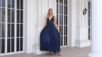 Women's Chiffon V Neck Tulle Embroidery Floor Mop Bridesmaid Evening Dress Prom Wedding Party Evening Dress 28128