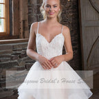 Vestido de novia de organza con tirantes finos y corte princesa de NumberSea