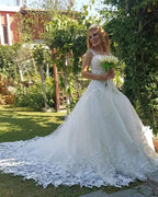 Vestidos de novia blancos de encaje con vestido de princesa NumberSea