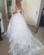 Vestidos de novia blancos de encaje con vestido de princesa NumberSea