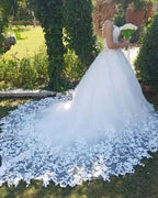 Vestidos de novia blancos de encaje con vestido de princesa NumberSea