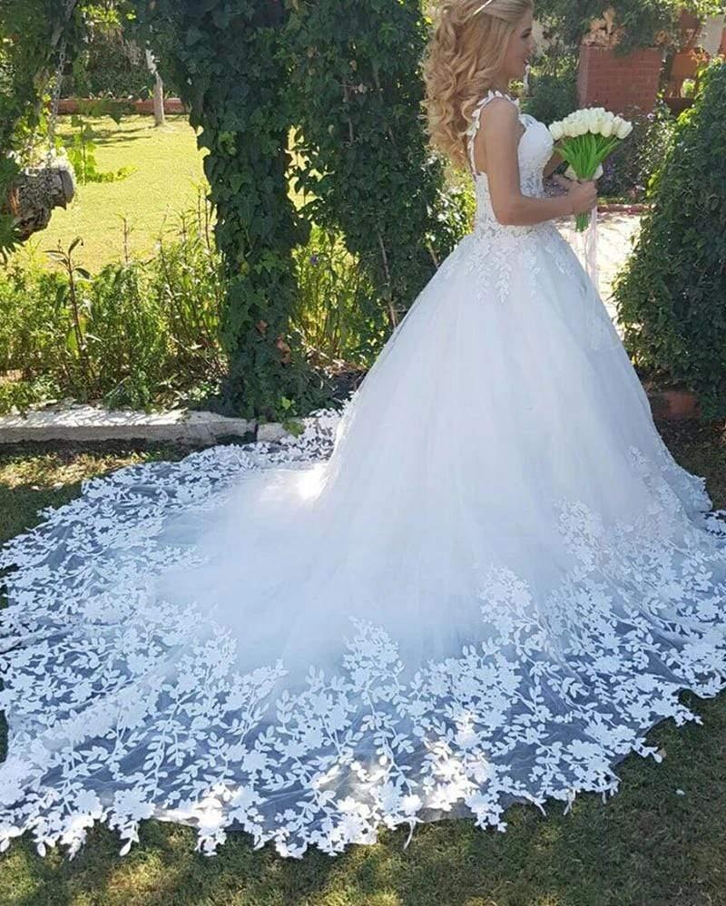 Vestidos de novia blancos de encaje con vestido de princesa NumberSea