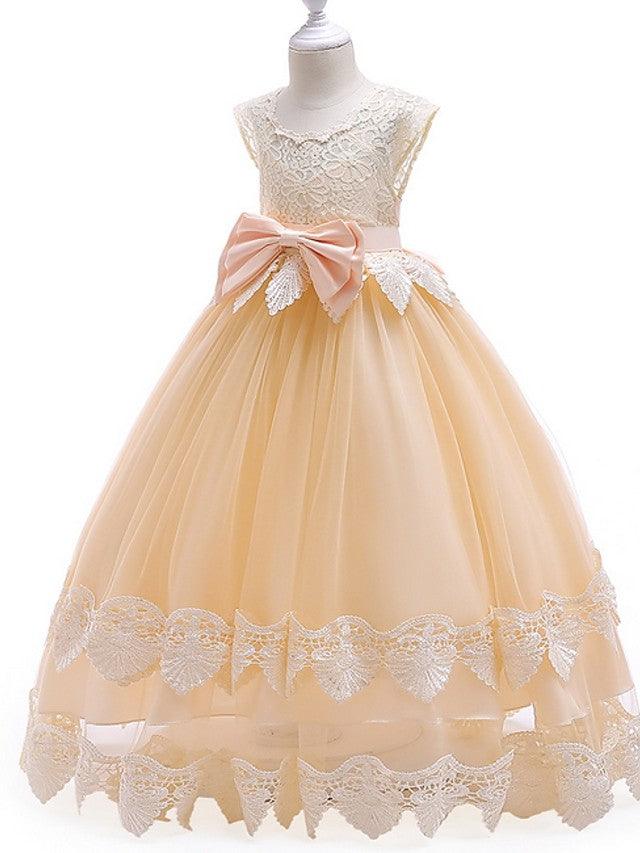 Princess Ball Gown Tulle Cap Sleeve Jewel Neck Wedding Party Flower Girl Dresses
