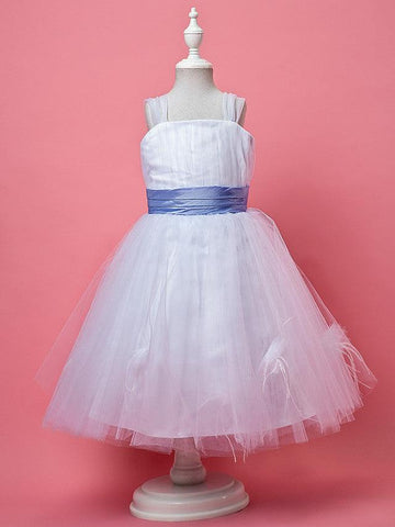 Princess Knee Length Tulle Sleeveless Straps Flower Girl Dresses