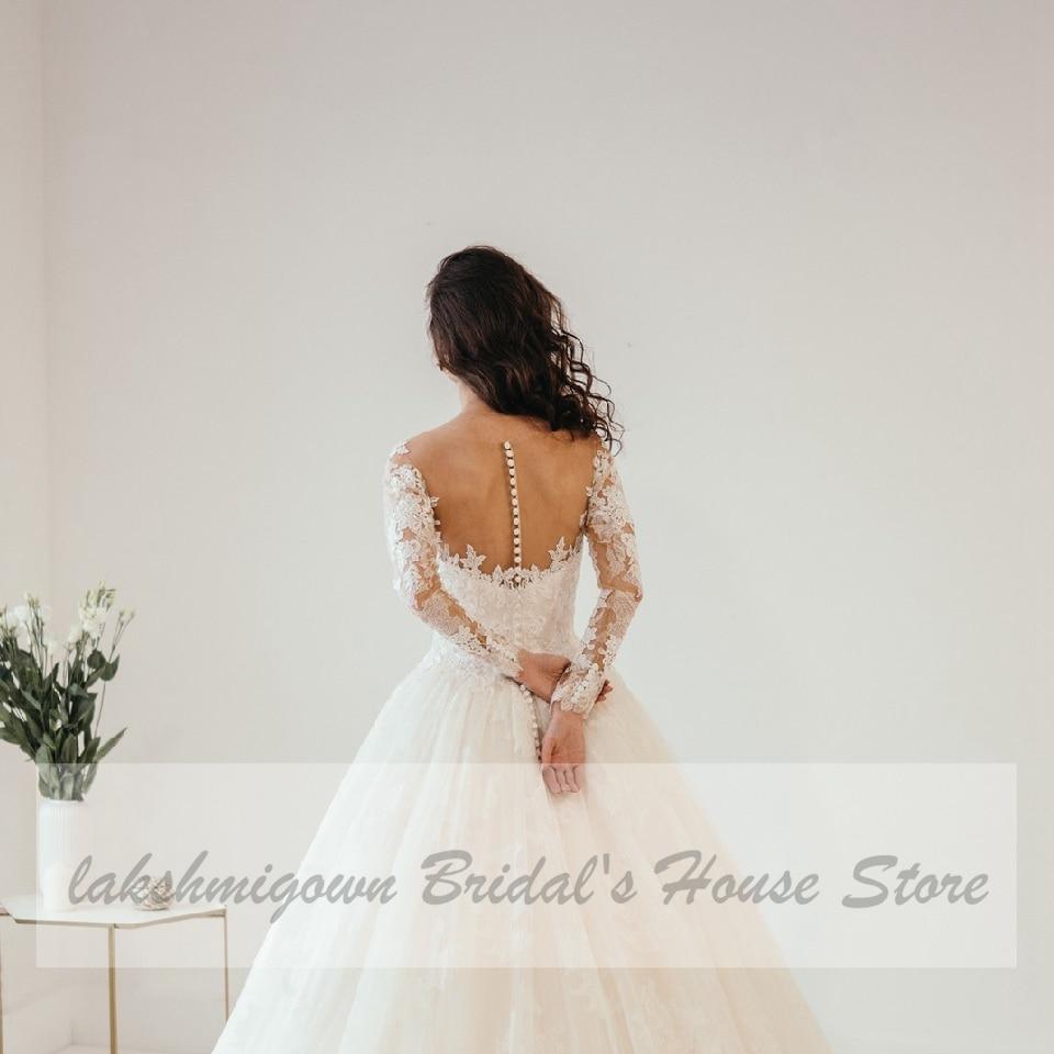 Vestido de novia de encaje estilo princesa NumberSea con mangas largas