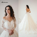 Vestido de novia de encaje estilo princesa NumberSea con mangas largas