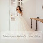 Vestido de novia de encaje estilo princesa NumberSea con mangas largas