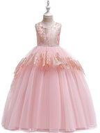 Vestidos de niña de las flores con encaje de princesa, satén, tul, sin mangas, cuello joya, para boda, fiesta, desfile