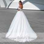 Vestido de novia de princesa NumberSea con hombros descubiertos y espalda con cordones