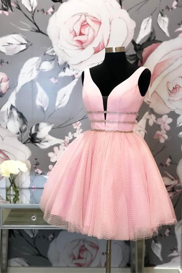 Vestido de fiesta corto de princesa de tul rosa para el regreso a casa