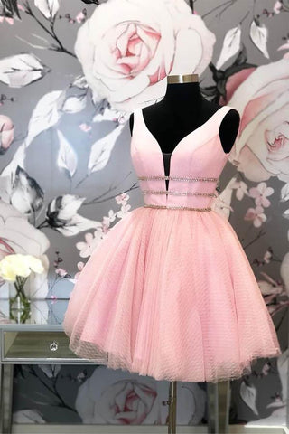 Princess Short Prom Dress Pink Tulle Homecoming Dress
