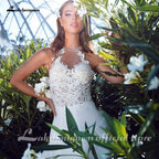 Vestido de novia princesa NumberSea Boho Línea A Cuello halter Sin espalda