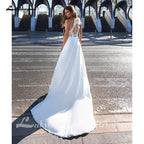 Vestido de novia princesa NumberSea Boho Línea A Cuello halter Sin espalda