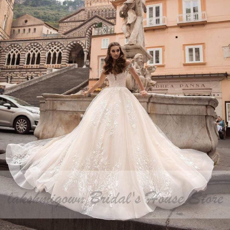 Vestido de novia princesa NumberSea, vestido de baile color champán