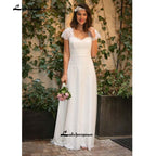 NumberSea Vestidos de novia occidentales de encaje de gasa sencillos y largos bohemios para tallas grandes Robe de mariée en dentelle
