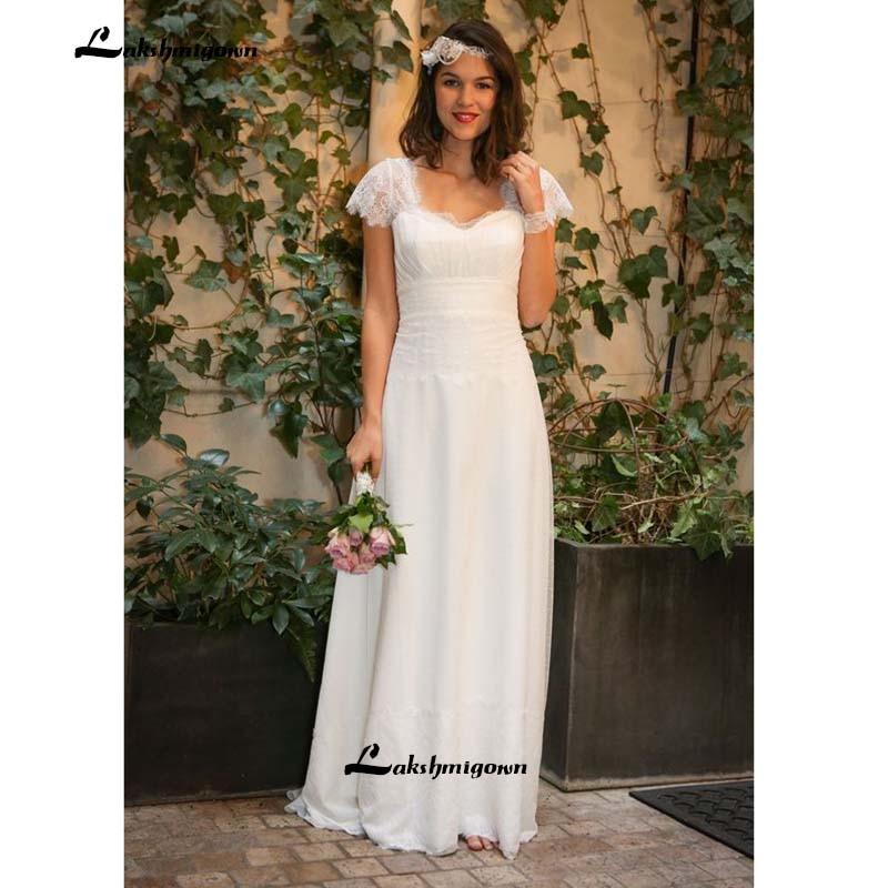 NumberSea Vestidos de novia occidentales de encaje de gasa sencillos y largos bohemios para tallas grandes Robe de mariée en dentelle