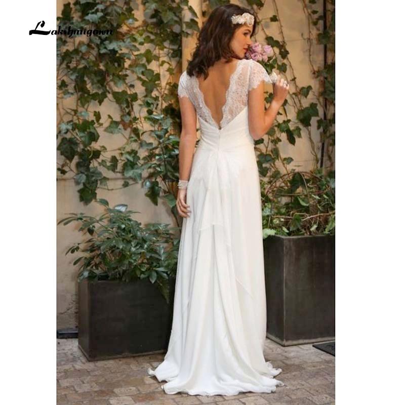 NumberSea Vestidos de novia occidentales de encaje de gasa sencillos y largos bohemios para tallas grandes Robe de mariée en dentelle