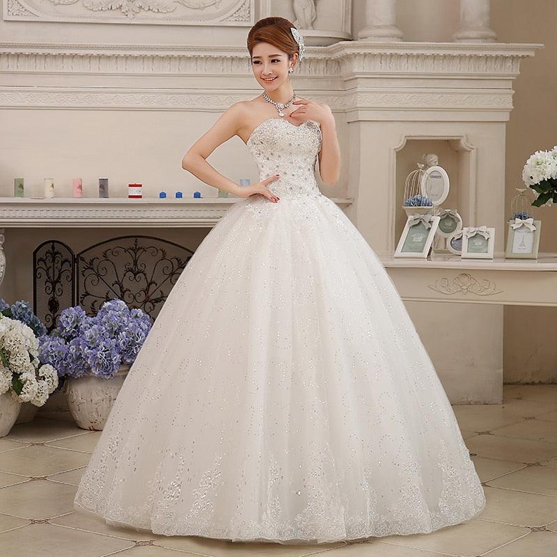 Vestido de novia NumberSea de talla grande, sin tirantes, con diamantes, para novias de talla grande, vestidos de baile, vestidos de novia de princesa con bordados.