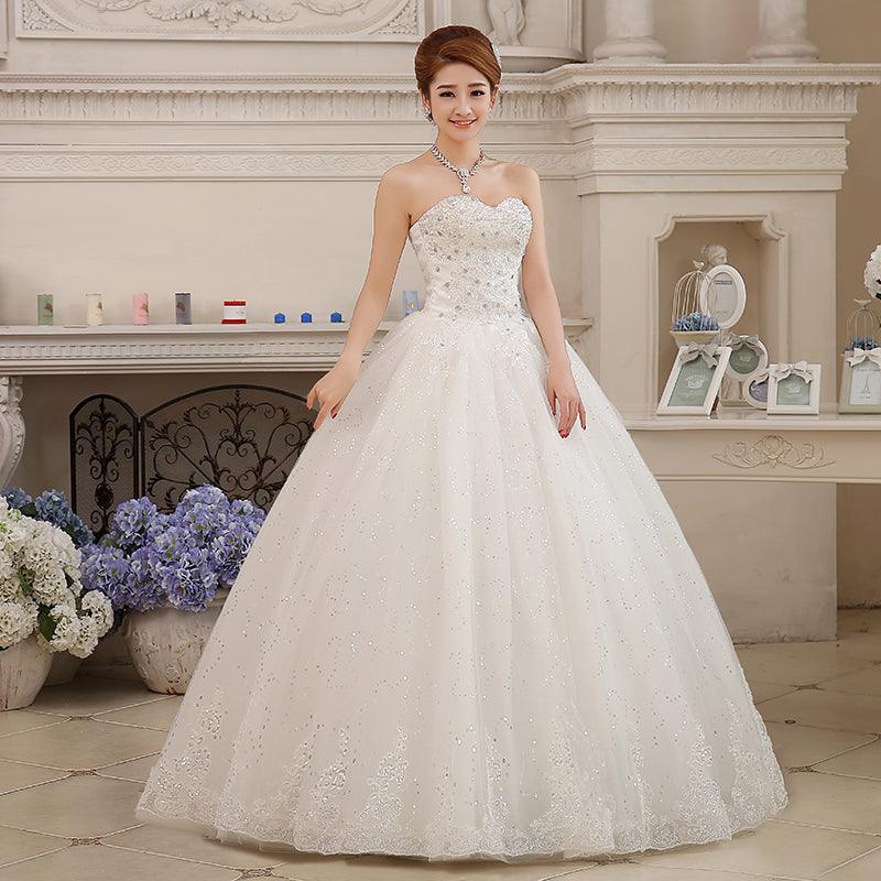 Vestido de novia NumberSea de talla grande, sin tirantes, con diamantes, para novias de talla grande, vestidos de baile, vestidos de novia de princesa con bordados.