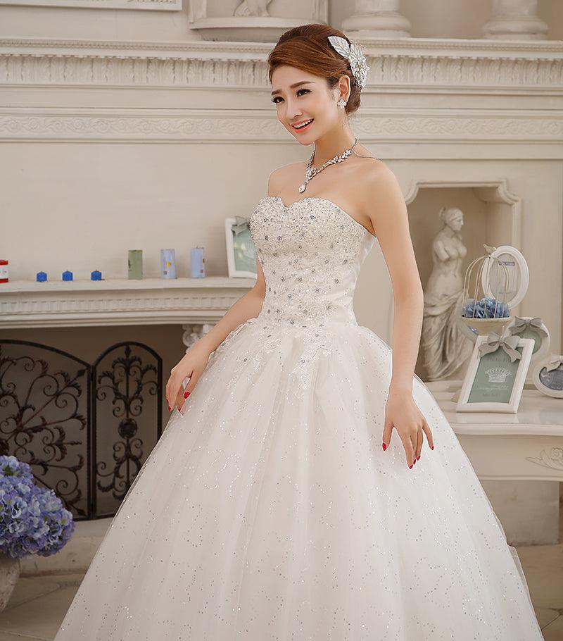 Vestido de novia NumberSea de talla grande, sin tirantes, con diamantes, para novias de talla grande, vestidos de baile, vestidos de novia de princesa con bordados.