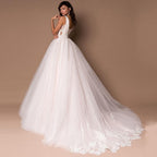 Vestidos de novia NumberSea sexys con escote en V y sin mangas, diseño personalizado, sin mangas, con apliques de cuentas, vestido de novia