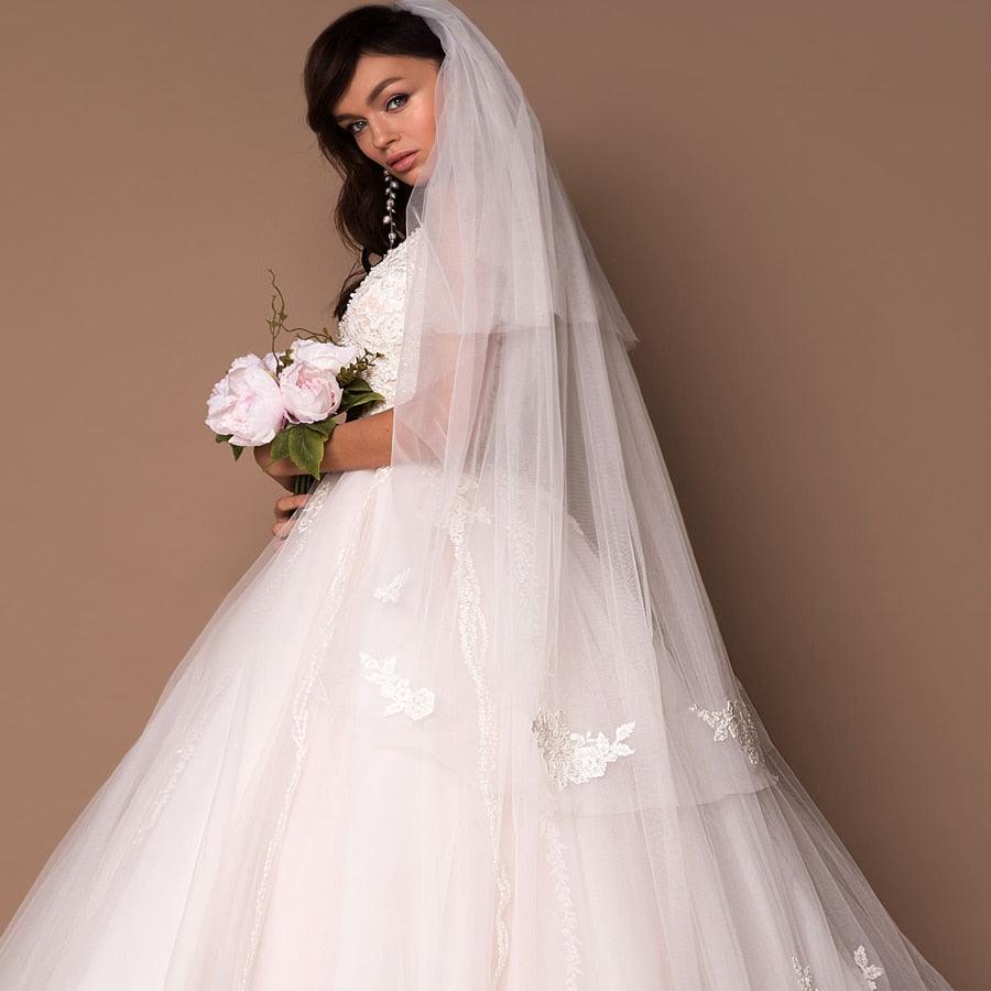 Vestidos de novia NumberSea sexys con escote en V y sin mangas, diseño personalizado, sin mangas, con apliques de cuentas, vestido de novia