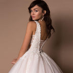 Vestidos de novia NumberSea sexys con escote en V y sin mangas, diseño personalizado, sin mangas, con apliques de cuentas, vestido de novia