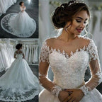 NumberSea Vestidos De Noiva 2021 Elegante A-linie suknia slubna Hochzeit Kleid Tüll Appliques Perlen Prinzessin Spitze Hochzeit Kleider trouwjurk