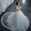 NumberSea Vestidos De Noiva 2021 Elegante A-linie suknia slubna Hochzeit Kleid Tüll Appliques Perlen Prinzessin Spitze Hochzeit Kleider trouwjurk