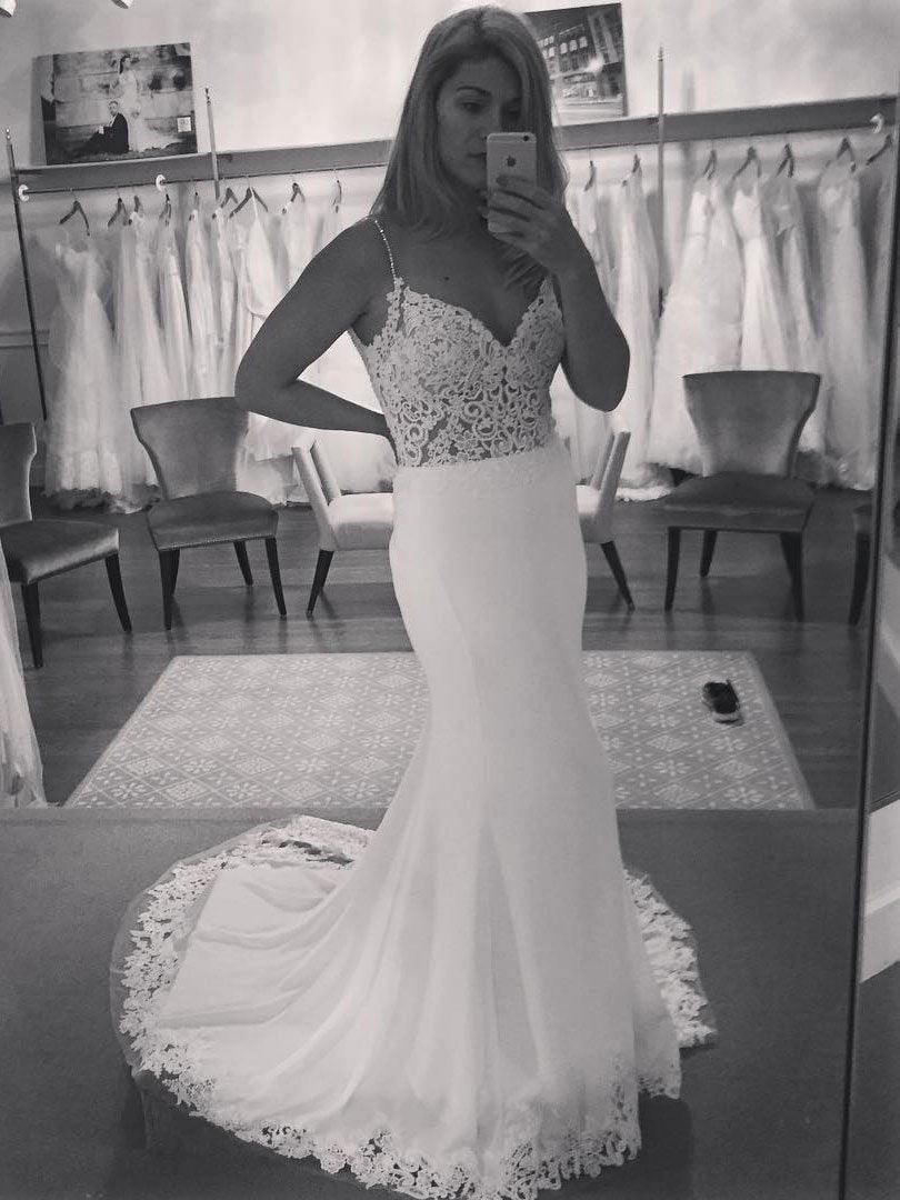 NumberSea - Vestidos de novia estilo sirena con escote en V y apliques de encaje, estilo bohemio, sin espalda, sexy, para casamiento