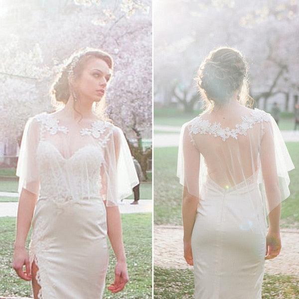 NumberSea NumberSea Vestidos de novia modestos Boleros de boda bohemios Apliques de encaje Chales de novia de tul Chaquetas de novia bohemias Accesorios