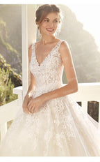 Vestido de novia NumberSea de lujo, sexy, con escote en V, corte en cola, sin espalda, estilo princesa, talla personalizada