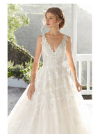 Vestido de novia NumberSea de lujo, sexy, con escote en V, corte en cola, sin espalda, estilo princesa, talla personalizada