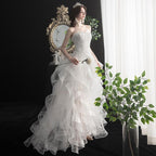Vestido de novia NumberSea 2021, nuevo, corto, largo, sin tirantes, con cola, hecho a medida, talla L