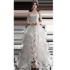 Vestido de novia NumberSea 2021, nuevo, corto, largo, sin tirantes, con cola, hecho a medida, talla L