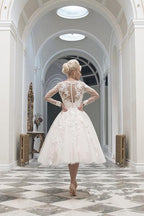 Vestido de novia NumberSea, vestido de fiesta, barco, apliques, manga larga, vestidos de novia nuevos, baratos, personalizados, vestidos de novia cortos