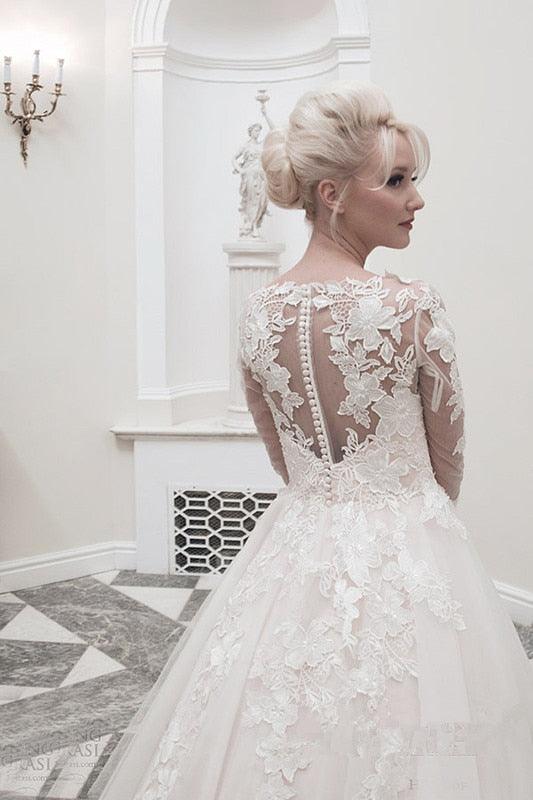 Vestido de novia NumberSea, vestido de fiesta, barco, apliques, manga larga, vestidos de novia nuevos, baratos, personalizados, vestidos de novia cortos