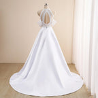 Vestidos de novia NumberSea sencillos de corte A, sexys, con ilusión, cuello redondo, hombros descubiertos, botones, aberturas, encaje, apliques, nuevos vestidos de novia largos 2021, personalizados