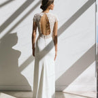 NumberSea Vintage Boho Wedding Dress Short Sleeve A-Line Backless Lace  Court Train Robe De Mariee Stunning Charming For Women Civil Cheap