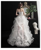 Vestido de novia NumberSea 2021, nuevo, corto, largo, sin tirantes, con cola, hecho a medida, talla L