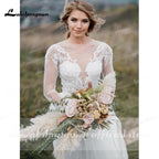 NumberSea Trouwjurk Dos piezas de encaje de tul de manga larga Vestidos de novia bohemios Vestido de novia de playa bohemia sukienka na wesele 2021 Lakshmigown