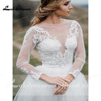 NumberSea Trouwjurk Dos piezas de encaje de tul de manga larga Vestidos de novia bohemios Vestido de novia de playa bohemia sukienka na wesele 2021 Lakshmigown