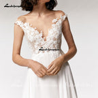 NumberSea Schlichtes Strandhochzeitskleid mit kurzen Ärmeln, Robe Longue Femme, sexy böhmisches Brautkleid rückenfrei
